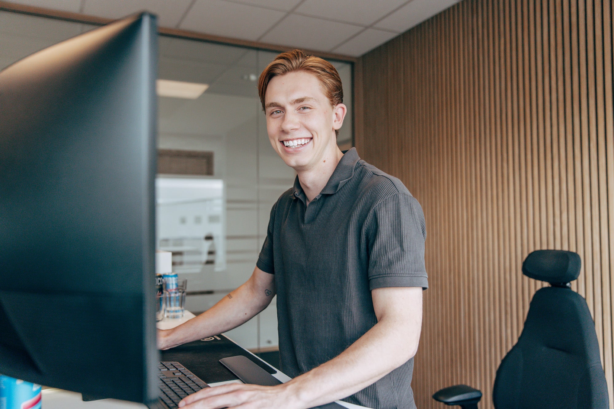 Happy office worker
