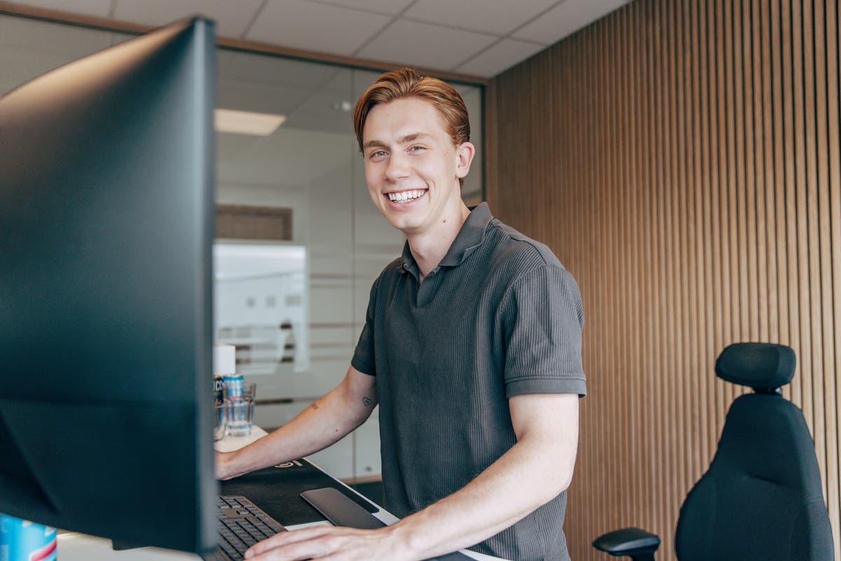 Happy office worker